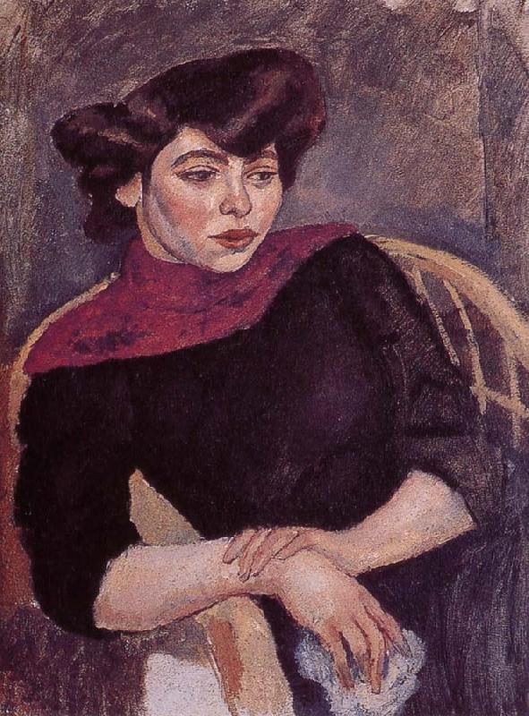 Jules Pascin Woman wearing the purple shawl Norge oil painting art